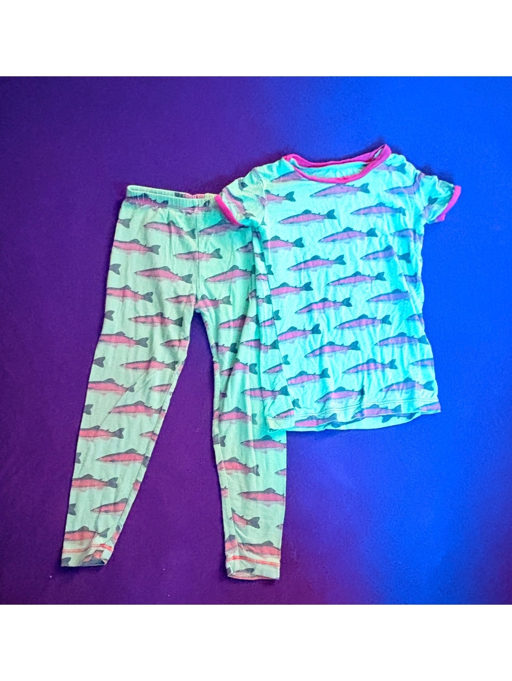 Kickee Pants fish print bamboo pajama set - 3T